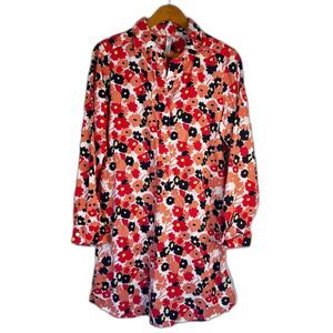 Gilligan & O'Malley Bold Floral Print Long Sleeve Cotton Sleep Shirt Size Small